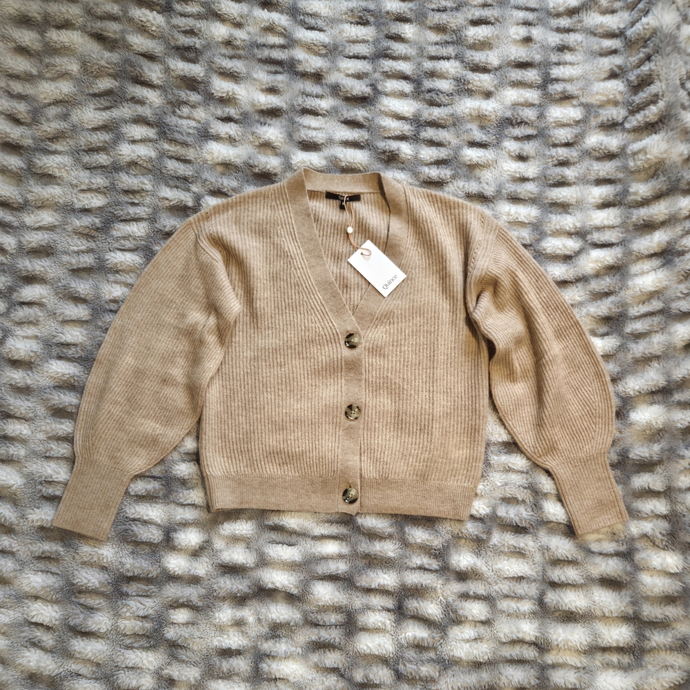 Quince Baby Alpaca-Wool Cropped Cardigan Nude Size M